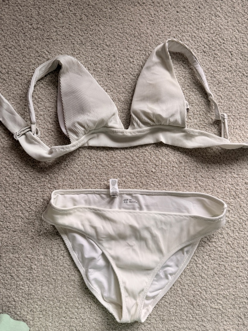 aerie Ribbed Triangle Bikini Set in Light Cream